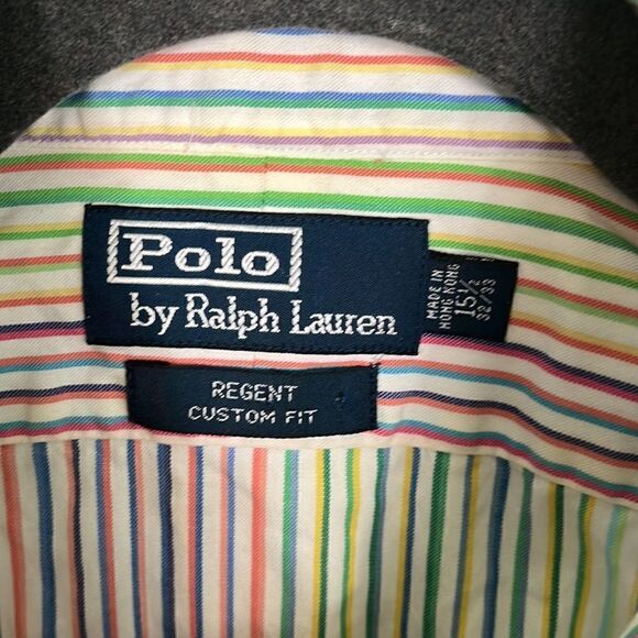 Polo Ralph Lauren Blue Label Regent Custom fit 15 1/2 32/33 Pastel stripes - Picture 6 of 7